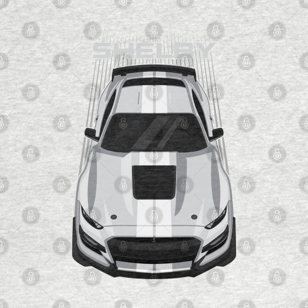 Ford Mustang Shelby GT500 2020-2021 - Silver - White Stripes by V8social